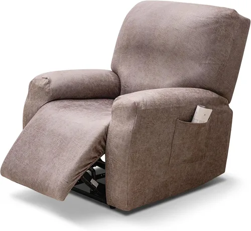 Vista 12 de MIFXIN Funda reclinable de terciopelo de 4 piezas, elástica de 1 asiento, fundas de sofá reclinable, fundas elásticas suaves para sillas Verde Oscuro