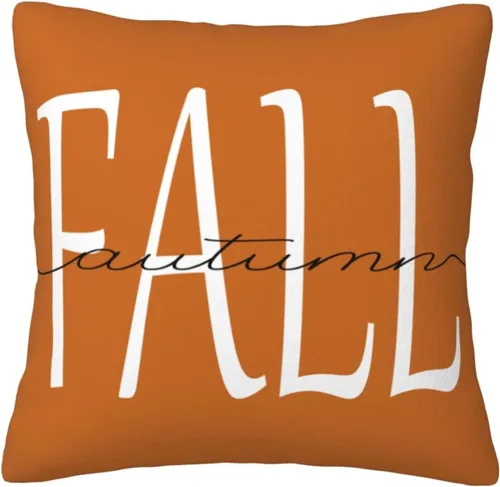 Vista 3 de Fundas de almohada de otoño de 20 x 20 pulgadas con hojas de eucalipto y calabazas, funda de almohada decorativa para otoño, granja, cosecha, Hojas