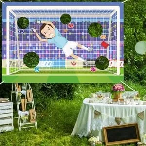 Vista 6 de Pancarta de juego de portero de fútbol, decoración temática de deportes de fútbol para interiores y exteriores, suministros de decoración de fiesta