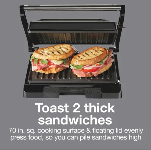 Vista 4 de Prensa y parrilla PS PANINI 70 sq. in. Cooking Surface Easy-Clean PFAS-Free Nonstick Grids Compact Upright Storage Indicator Lights Black
