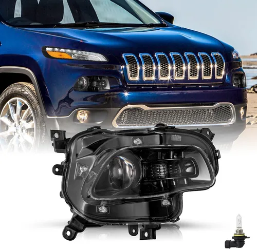Vista 11 de JSBOYAT Compatible con 2014-2018 Jeep Cherokee Luz LED DRL de estacionamiento Señal de giro estilo OE Faros LED DRL cromados para parachoques Señal