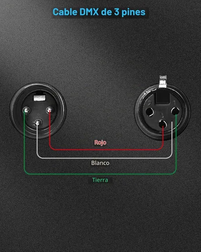 Vista 2 de Paquete de 10 cables DMX de 3 pines de 3.2 pies para luz de escenario y controlador