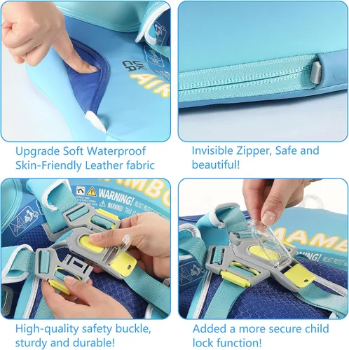 Vista 4 de Mambobaby Float Add Tail Flotador de natación para bebé/bebé con toldo, no inflable, sólido, mejorado, suave, impermeable, material de cuero