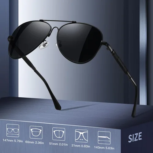 Vista 5 de MEETSUN Gafas de sol polarizadas clásicas para hombres y mujeres con protección UV400