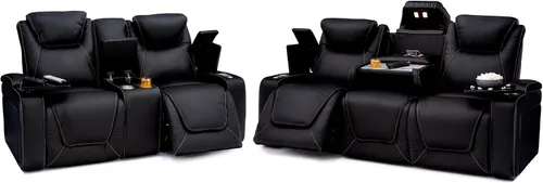 Vista 10 de Seatcraft Concerto Home Theater - Sofá marrón con mesa plegable