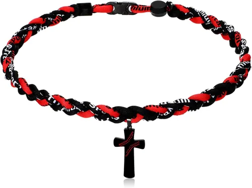 Vista 5 de Glenmal Collar de béisbol para niños, de acero inoxidable, dije de titanio, trenzado, deportivo, regalo de béisbol para hombres y niños, 20 pulgadas