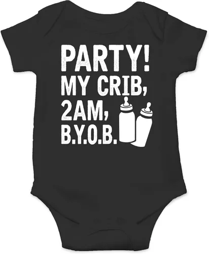Vista 10 de AW Fashions ¡Party! My Crib, 2 AM, B.Y.O.B. - Body para bebé recién nacido, ropa para bebé niña o niño
