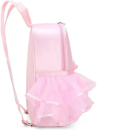 Vista 2 de Mochila de bailarina de princesa para niñas pequeñas, mochila de nailon, Rosado, balconcito