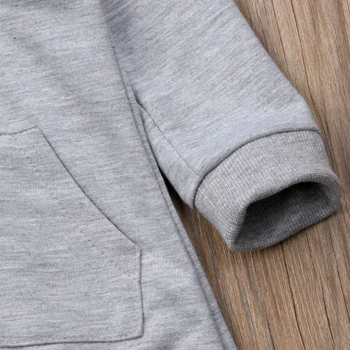 Vista 5 de Traje de Halloween para bebé recién nacido, con capucha, con cremallera, mameluco de manga larga Gris
