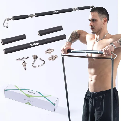 Vista 7 de Resistance Band Bar, Length-Adjustable Detachable Heavy Duty Workout Bar for Resistance Band Training, Core Muscle Training, Home & Ourdoor Workout