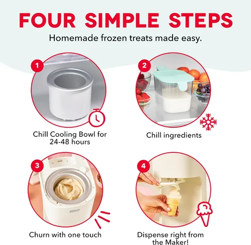 Vista 6 de Dash Máquina de helado suave Yogur congelado, sorbete y gelato – Máquina de helado de encimera para el hogar con tazón congelador, canal