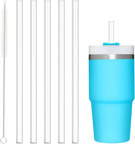 Vista 12 de Paquete de 10 popotes de repuesto para vaso Stanley Cup de 40 onzas, 30 onzas y 64 onzas, apto para lavavajillas, popotes largos transparentes