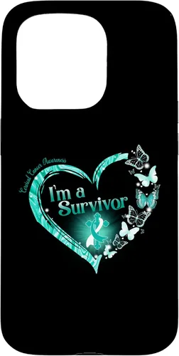 Vista 14 de Teal Ribbon Butterfly Cervical Cancer I'm A Survivor Case for iPhone 17