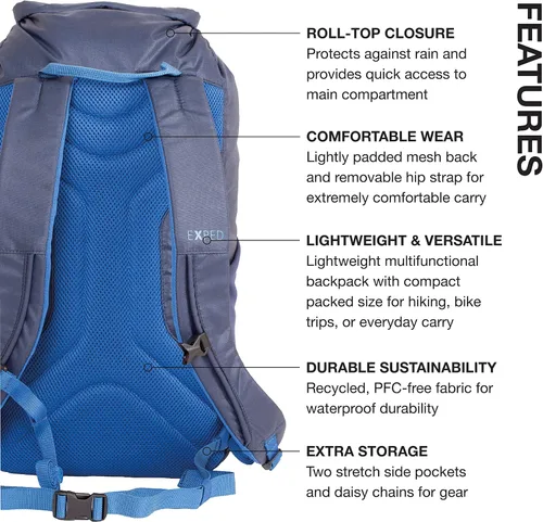 Vista 3 de Exped Mochila Typhoon impermeable, ligera y multifuncional, marino, Mochilas de viaje