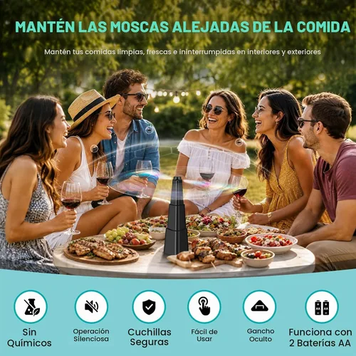 Vista 2 de Ventiladores de mosca para mesas, ventilador de mosca para exteriores e interiores que mantienen alejadas las moscas, giratorio de mesa