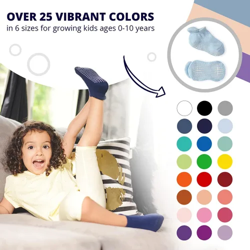 Vista 4 de LA ACTIVE Calcetines con agarre antideslizante para tobillos para niños y niñas con suela antideslizante para bebés, niños pequeños y niños