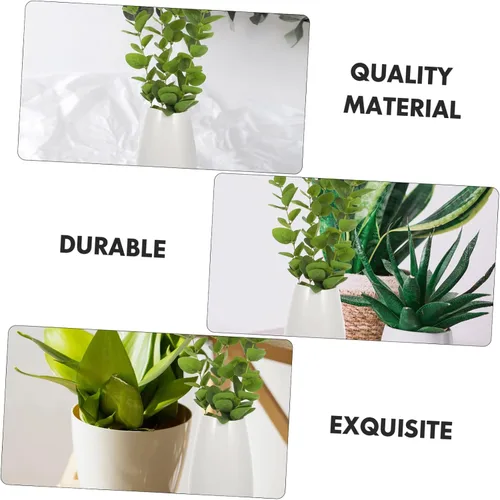 Vista 2 de 5 plantas verdes artificiales de imitación de hojas decorativas Zamioculcas para el hogar Navidad