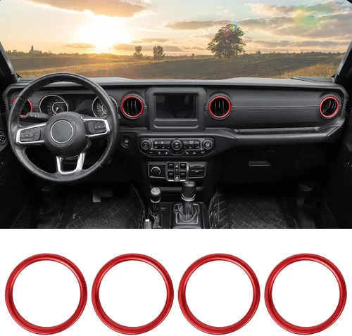 Vista 9 de Hoolcar – Anillo para ventilación de aire acondicionado interior, accesorios compatibles con Jeep Wrangler JL JLU y Gladiator JT 2018-2023, aleación