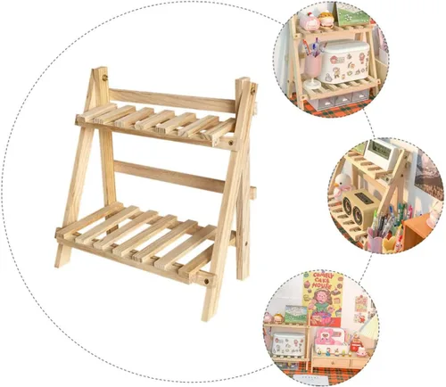 Vista 8 de Beaupretty Estante organizador Soporte de almacenamiento Estante de tocador de madera Estante de escritorio Almacenamiento en el hogar