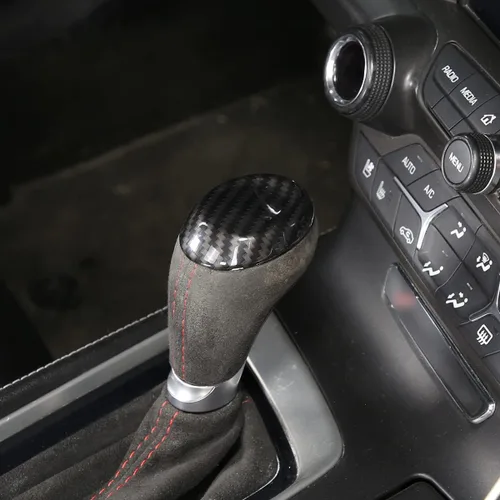 Vista 7 de Accesorios interiores para Chevrolet Corvette C7 2014-2019, accesorios de ajuste de cubierta de la cabeza de la palanca de cambios, accesorios