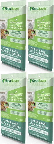 Vista 5 de 18 bolsas de cremallera al vacío de cuarto de galón con una construcción única de varias capas FoodSaver, Galón, 12 unidades, Multicolor