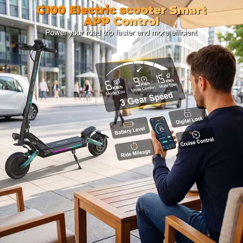 Vista 5 de Movcan Scooter eléctrico serie G100 para adultos CLÁSICO AZUL
