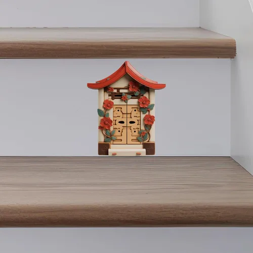 Vista 2 de Casa tradicional japonesa - Adhesivo de pared para puerta de hadas