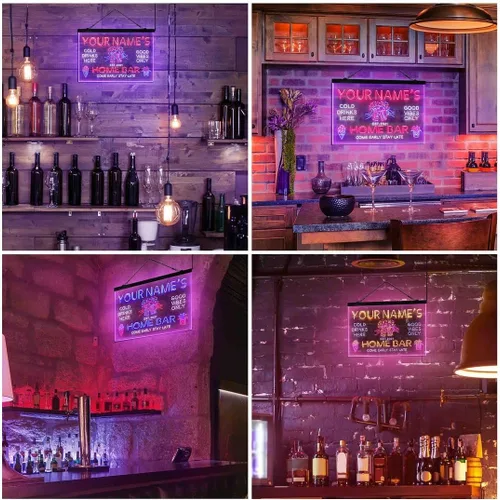 Vista 5 de Tazas de cerveza personalizadas para bar en casa, letrero de luz LED de neón tricolor, nombre personalizado, fecha, texto, cita, fuente verde, rojo