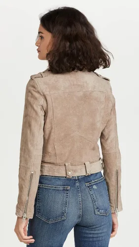 Vista 3 de BLANKNYC Ropa de lujo para mujeres, chaquetas de motocicleta de cuero de gamuza recortadas, abrigos cómodos y elegantes