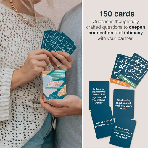 Vista 4 de FLUYTCO Juego de cartas Love Lingual Level 2 - 150 Preguntas para iniciar conversaciones para parejas - Noche de cita y iniciadores de conversación