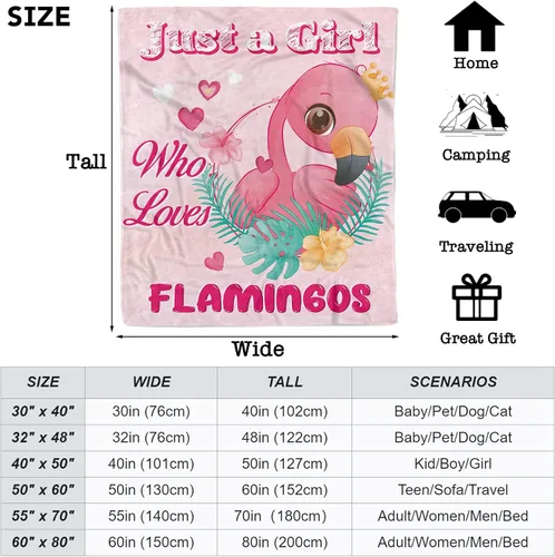 Vista 2 de Manta con texto en inglés «Just A Girl Who Loves Flamingos», regalo para niñas pequeñas, suave y bonita, manta de franela de felpa de flamencos