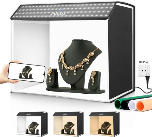 Vista 12 de PULUZ - Caja de estudio fotográfico, mini caja de luz plegable, anillo de luz LED, portátil, estudio fotográfico, fotografía, tienda de campaña, kit