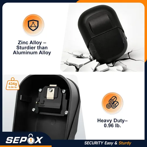 Vista 8 de SEPOX® Caja de metal con cerradura de llave de 2 piezas con combinación de 4 dígitos, espacio extragrande, capacidad de 6 a 10 llaves, cubierta