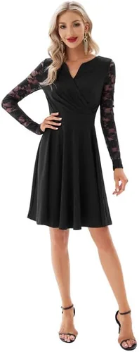 Vista 5 de GRACE KARIN Vestidos de cóctel de manga larga con encaje floral vintage para mujer