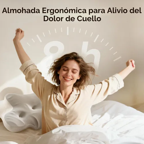 Vista 7 de Almohada cervical para cuello y hombro, almohadas ergonómicas de espuma viscoelástica para dormir, almohada de contorno de zona de alivio dual