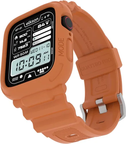 Vista 11 de Elkson Diseñado para Apple Watch Series SE3 9/8/7/6/5/4 [44/45mm], Funda Protectora Resistente de Grado Militar Quattro Pro Series con Correas