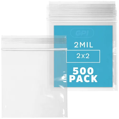 Vista 11 de GPI Paquete de 200 bolsas de plástico transparente con cremallera de 1 pulgada x 1 pulgada de grosor, bolsas de polietileno resistentes y duraderas
