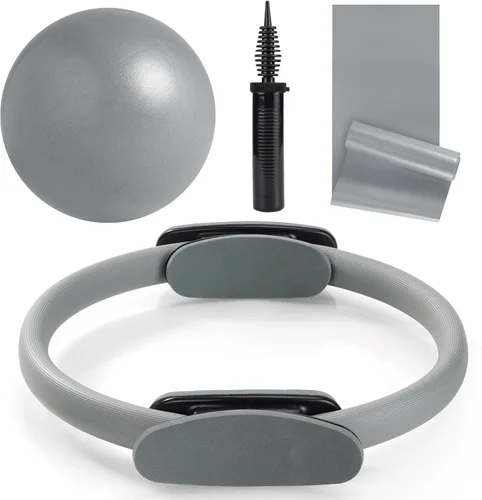 Vista 9 de Tsikavo Anillo de pilates, círculo de anillo de pilates y juego de bolas, anillo de pilates mágico de 12 pulgadas, bola de ejercicio pequeña de 9