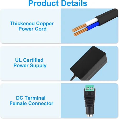 Vista 4 de Adaptador de fuente de alimentación de 12 V, transformador de fuente de alimentación de 100 V-240 V CA a 12 V 5 A con conector convertidor LED