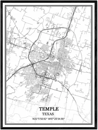 Vista 12 de Póster de pared de Port Arthur Texas, Estados Unidos América Mapa, impresión sobre lienzo, sin marco, moderno mapa blanco y negro BKWH-01864