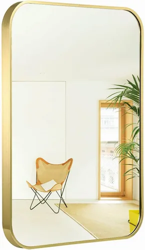Vista 9 de Espejo de pared rectangular sin marco de 24 x 36 pulgadas con borde biselado de 1 pulgada para tocador de baño