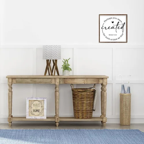 Vista 2 de Letrero de pared con marco de madera, letrero de versículo de casa de campo con texto en inglés "Quizás fuiste creado para tal tiempo como este