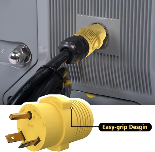Vista 3 de Enchufe adaptador RV de 50 amperios a 30 amperios, TT-30P macho a 14-50R hembra adaptador de corriente para RV, reemplazo compacto de Dogbone