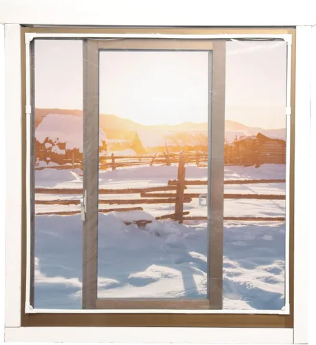 Vista 6 de Kit de aislamiento magnético para ventanas de bricolaje, película de película helada con marco blanco, tamaño máximo de 47" x 51", se adapta a