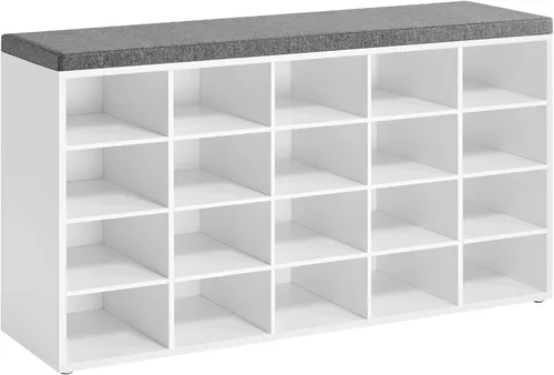 Vista 19 de VASAGLE - Colección CUSTOS - Banco para zapatos, banco de almacenamiento con asiento acolchado, banco de entrada con 9 compartimentos