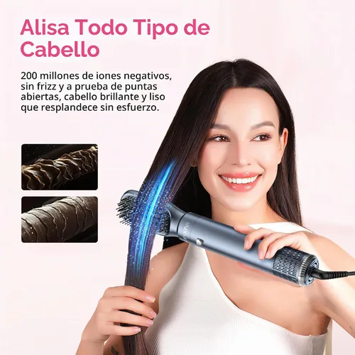 Vista 9 de Atopskins Cepillo secador de pelo 6 en 1, moldeador de aire desmontable, cepillo secador de pelo, 3 ajustes de calor, secado sin encrespamiento