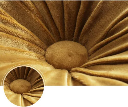 Vista 5 de TRRAPLE Almohadas redondas, cojín de terciopelo de calabaza, almohada redonda plisada decorativa para el hogar, para sofá, cama, sala de estar