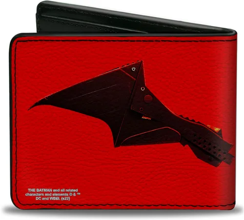 Vista 2 de Buckle-Down Cartera Bifold PU The Batman Película Murciélago Alas Desgastado Rojo Negro, Batman