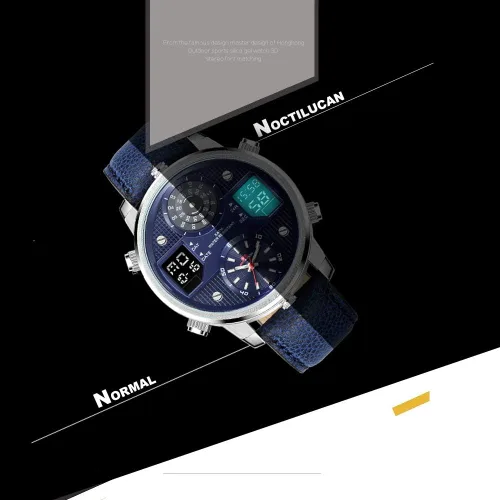 Vista 4 de KAT-WACH Relojes casuales para hombre reloj de cara grande para hombre 1969in reloj tres tiempos caja azul reloj impermeable 5ATM pantalla analógica