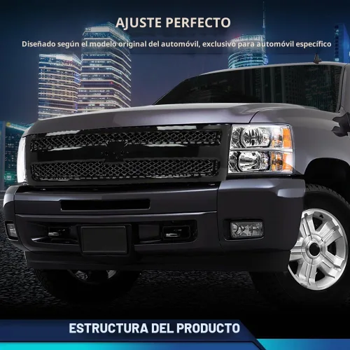 Vista 2 de PIT66 Parrilla delantera compatible con Chevy Silverado 1500 LS LT LTZ WT 2007-2013 /Silverado 1500 Hybrid 2009-2013/Silverado 1500 XFE 2010-2013